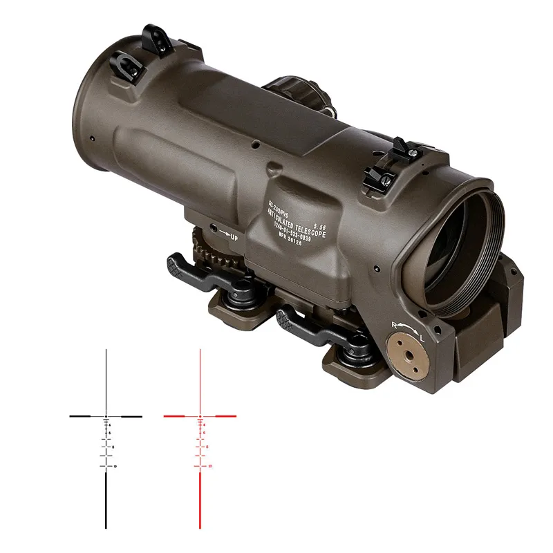 Atualizado dr 1x-4x dupla finalidade escopo tático 4x lupa óptica vermelho iluminado mil-dot riflescope monocular para airsoft caça