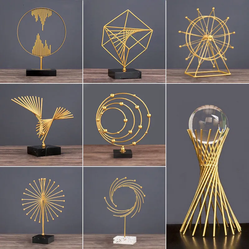 Titulares de papel higiênico Decoração de casa moderna luz luxo sala de estar ornamentos ferro forjado bola de cristal abstrato modelo artesanato desktop 230919