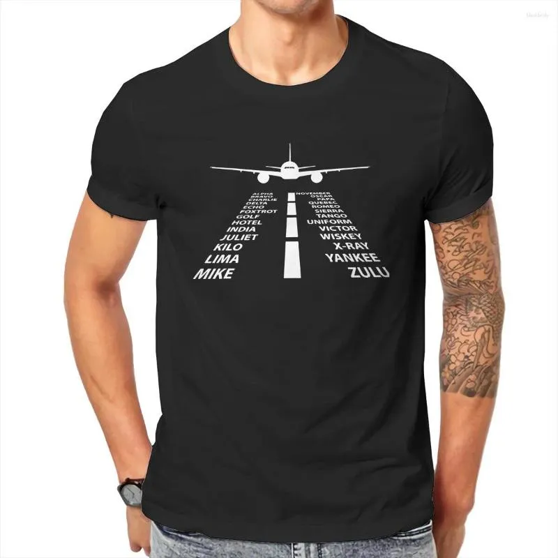 Herr t-skjortor fonetiska alfabet pilot flygplan luftfart roliga gåva nyhet tees kort ärm t-shirt bomull plus storlek kläder