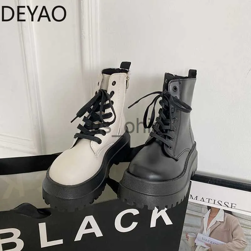 Boots Thick Bottom Platform Women Ankle Boots Woman Shoes Zipper Fashion Female Designer Motorcycle Boot Casual Ladies Footwear 2023 J230919