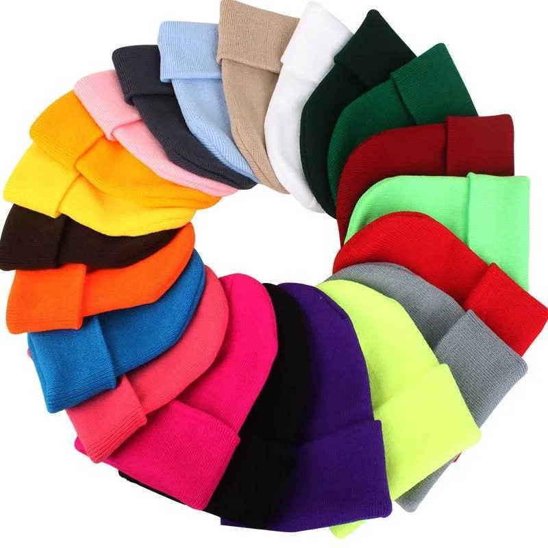 Bonnet d'hiver pour femmes hommes garçons filles Crochet Skullies chapeau couleur unie unisexe automne bonnets tricotés casquette accessoires sauvages 230920