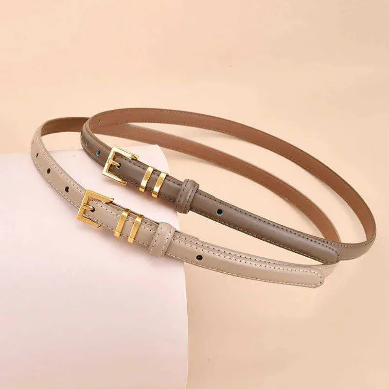 New Women Leather Thin Belt Letter H Buckle Fashion All-match Small Belt Suitable For Dress Decoration Width 1.5cm