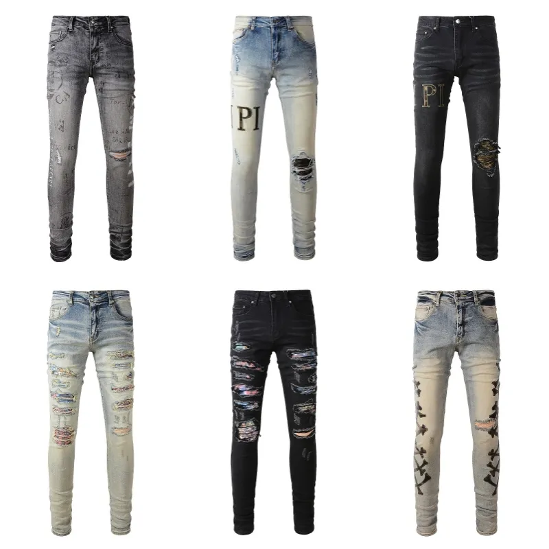 Abbigliamento da uomo, jeans, jeans larghi di designer viola, pantaloni di lana, jeans europei.Taglia 28-40