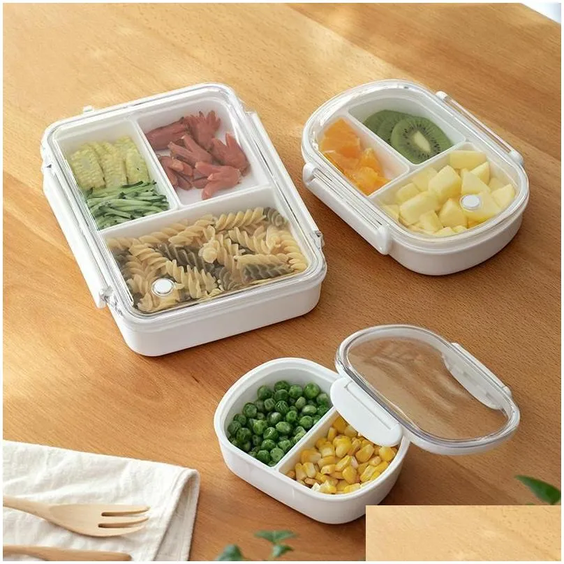 Servis uppsättningar China High Quality Lunch Box Håll Freshing Bento Boxes Betyg Mikrovågsbehållare med separata rutnät Drop Delivery Hom Dhdhn