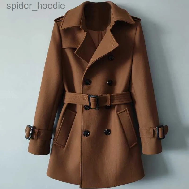 Mens mid top length wool coat