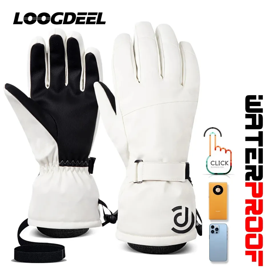 Guantes de esquí hombres mujeres invierno cálido a prueba de viento impermeable pantalla táctil polar antideslizante snowboard moto de nieve ciclismo esquí 230918