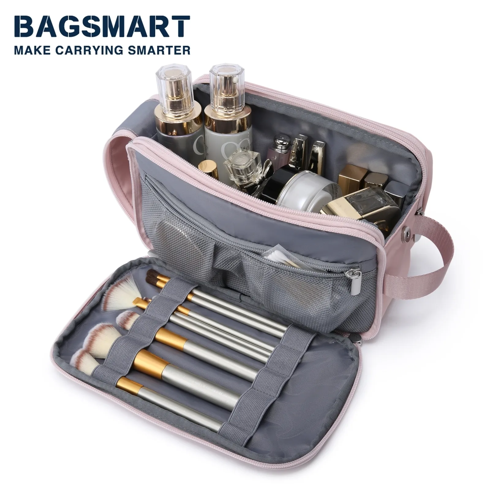 Cosmetic Bags Case Toiletry Bag for Men BAGSMART Pink Waterresistant Dopp Kit Travel Lightweight Shaving Fits Full Sized Toiletries 230919