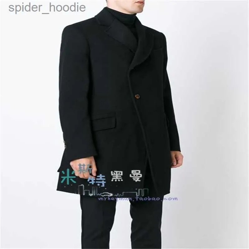 Men's Wool Blends Korean version of the shape-shifting asymmetrical woolen coat lapel wool mid-length suit jacket S-6xl!Big yards men's clothing L230919