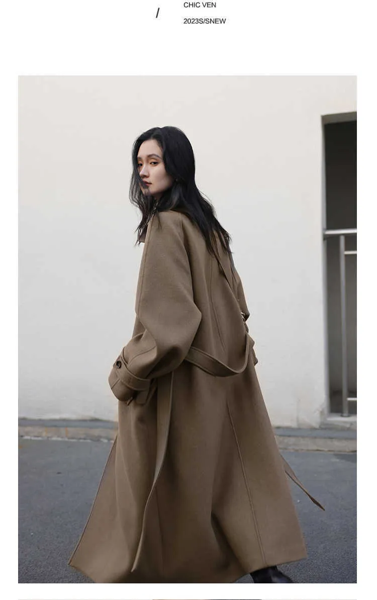Chic VEN Womens Long Woolen Toteme Trench Coat With Standing Chic VEN Womens Long Woolen Toteme Trench Coat With Standing
