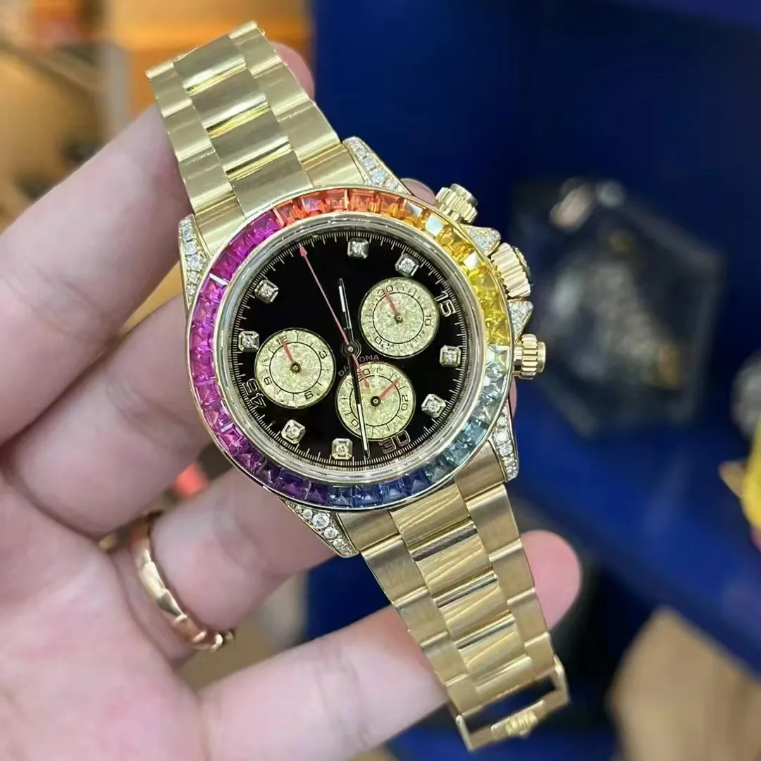 Luxury mens watch Rainbow movement Watches high quality Original design Diamond Bezel Wristwatches sapphire waterproof montre de luxe with tools