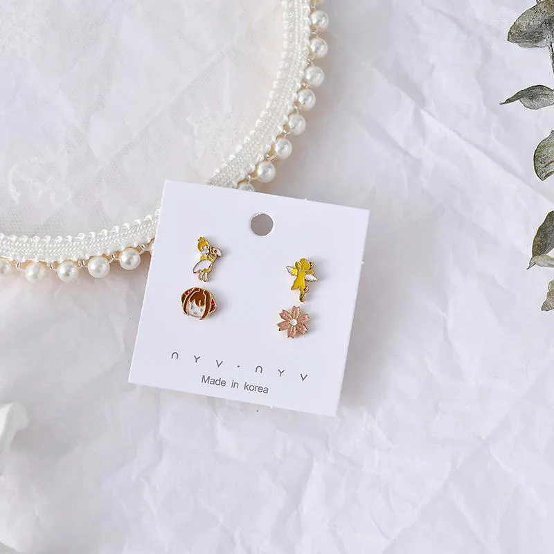 Stud Earrings Cute Animal Cartoon Set For Women Girl Goblet Coconut Tree Star Kitten Pumpkin Car Jewelry Christmas Gift