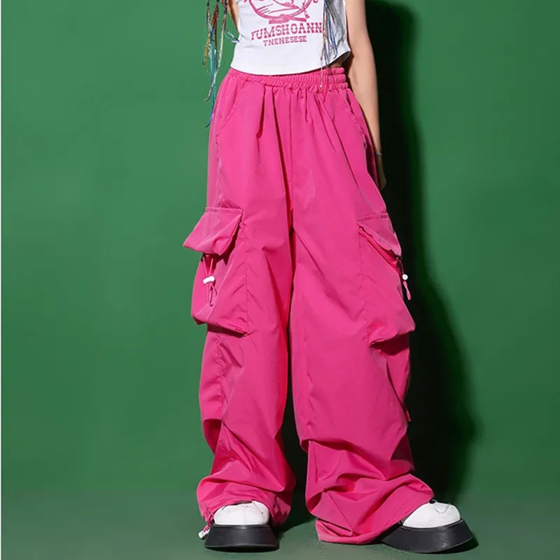 Pantalons Pantalons Cargo pour Adolescents Enfants Été Streetwear Hip Hop Pantalons de Survêtement pour Filles Baggy Jambe Large Pantalon Droit 6 8 10 12 14 Y 230918