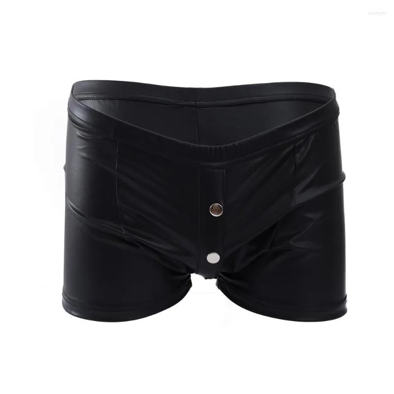 Sous-vêtements Jeunes Sexy Boxer Shorts pour hommes Rivets Gay Cuir Sous-vêtements amusants U Poche convexe Culotte Garçons Élastique