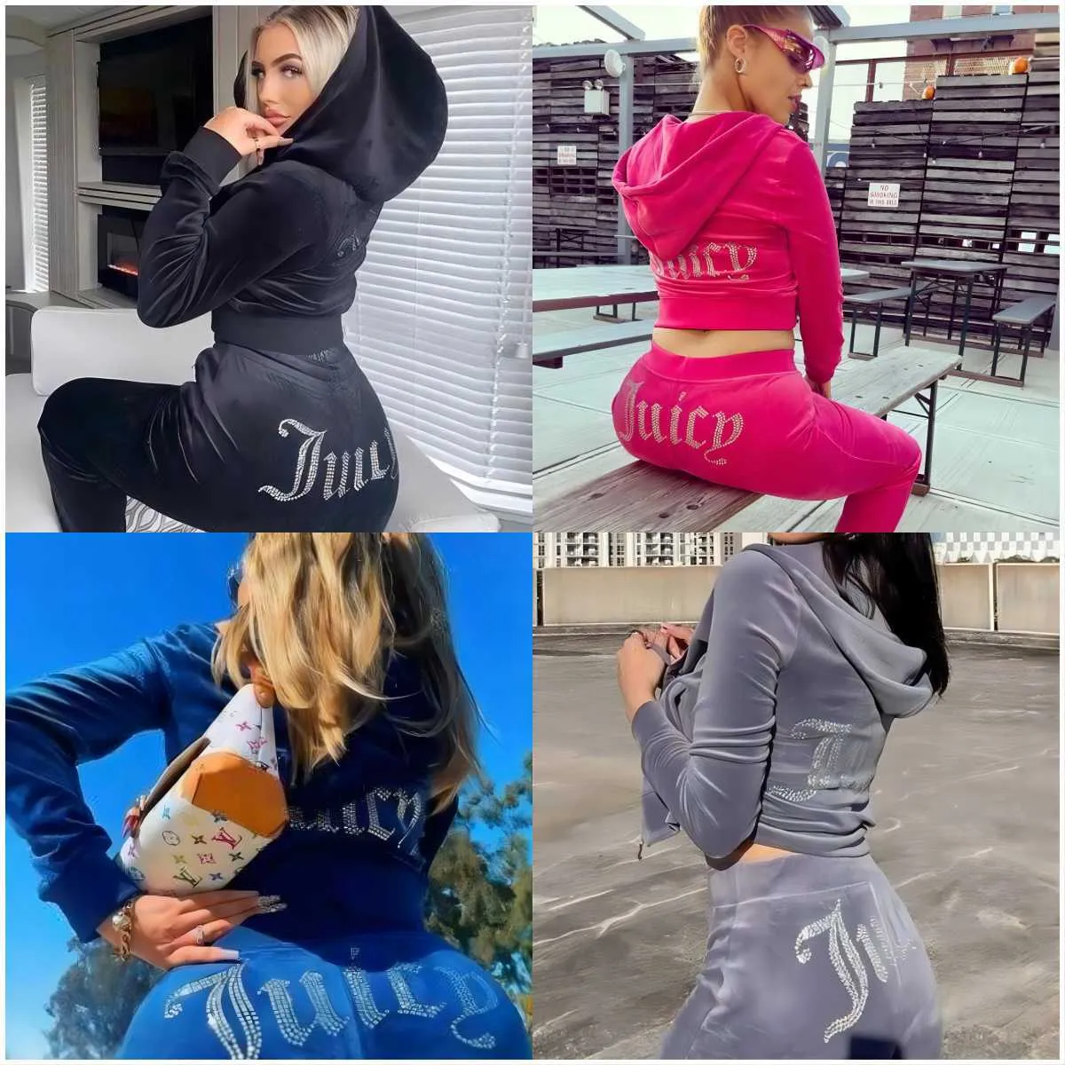 Dwuczęściowe spodnie Dwatowe Pants Velvet Juicy dressit Kobiet Juicy Coutoure Set Track Suit Couture Juciy Coutoure Tracksuit Sweatsuits DZ