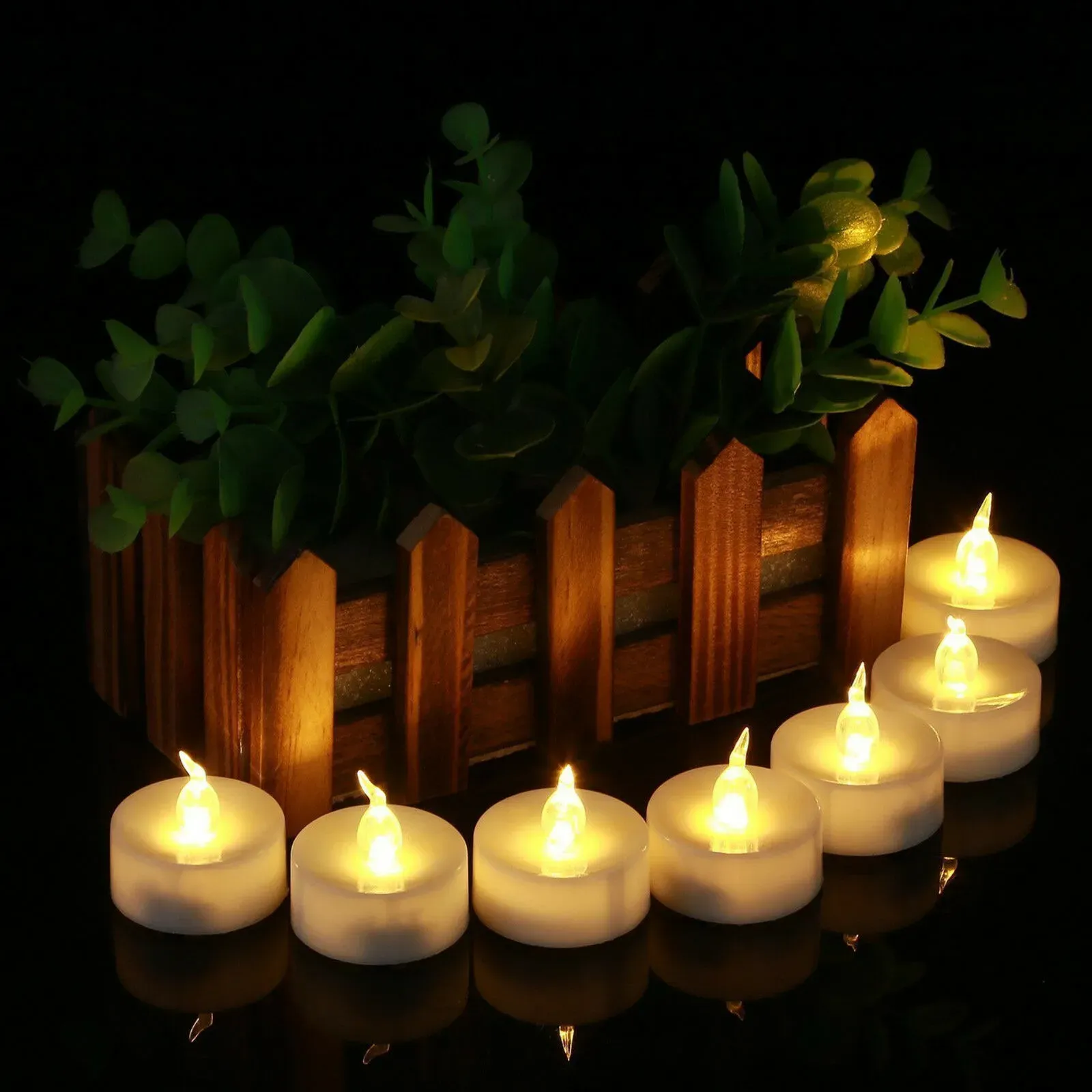 LED Tea Lights Battery Operated Flameless Votive Tealights Candle Flickering Bulb Light Small Electric Fake Teas Candles Realistic For Wedding Table Gift Romantic