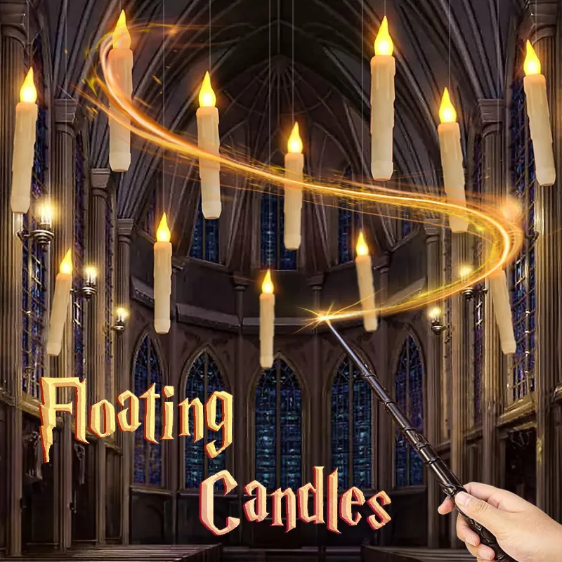 Floating Candles With Wand - 12 Pack Halloween Decorations