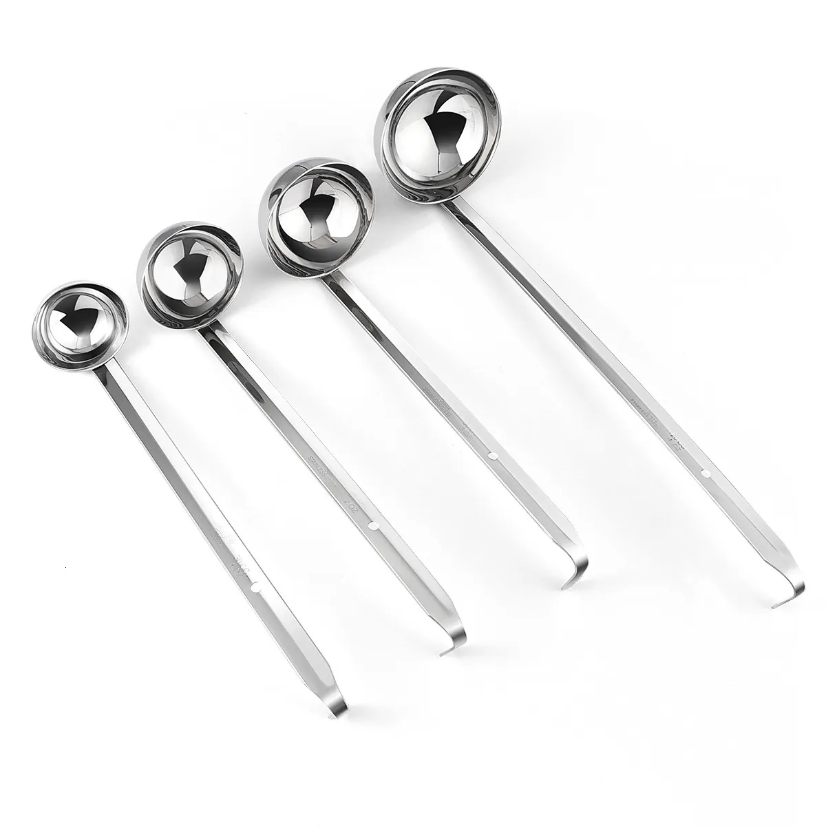 Cuillères ONZON 4pcs louches à soupe suspendues en acier inoxydable longue poignée servant pour la barre de cuisine à domicile 230918