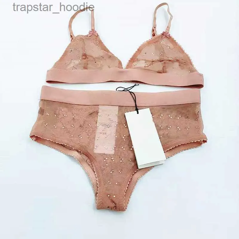 Bh Sets Dames Kristal Letter Slanke Korsetten Zacht Thuis Verleidelijk Bustiers Intieme Sling Gezellig Ondergoed Sexy Mode Comfortabele Lingerie Set L230919