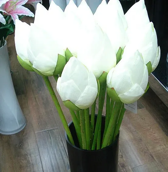 Top Fleur Artificielle Vive 78cm Artificail Soie Lotus Bud Hôtel Et Restaurant Fleur Décorative Étang Artificiel Simulation Plante