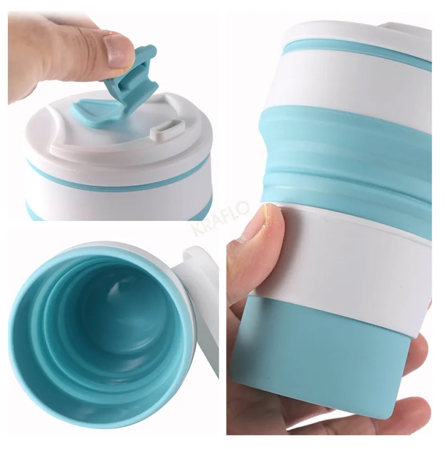 Collapsible Travel Mug - Silicone Folding Cup, Telescopic, Portable ...