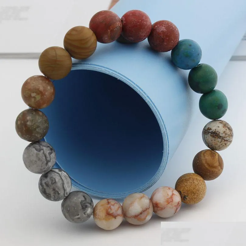 Обновление из бисера 10 мм Вселенная натуральный камень агат браслет растягивающиеся браслеты для женщин мужчин модные украшения Прямая доставка Dhp6O