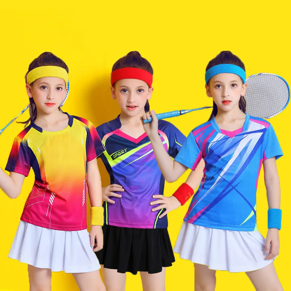 Other Sporting Goods sports Kids Badminton Suit Short sleeve shirts Girls table Tennis Shirt Skirt Ping Pong Clothes Child Volleyball Kits tshirt 230919