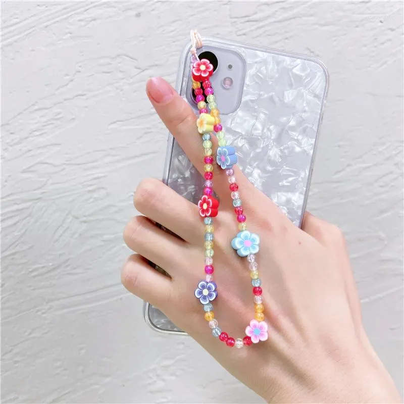 Charm Bracelets Trendy Colorful Beads Mobile Phone Chain Anti-lost Handmade Acrylic Cord Strap Lanyard For Women Boho Bracelet Gifts Jewelry