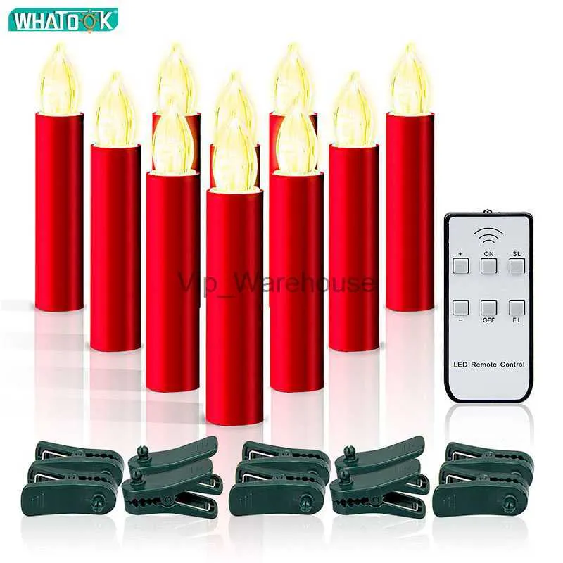 LED -strängar Party 10pack Remote Red LED -ljus Flamelösa Tea Lights Simulering Flame Votive Timer Tealight Fake LED Candle Light Easter Candles HKD230919