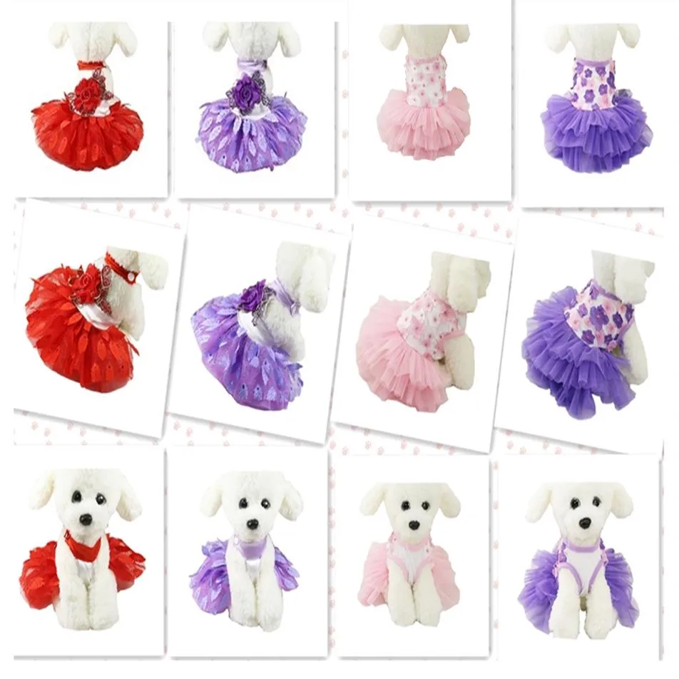 Multi Modèles Vêtements De Chien Coloré Pet Mode Doux Mignon Sexy Princesse Feuille De Paon Animaux Chiens Chats Dentelle Tutu Robe D'été W318l