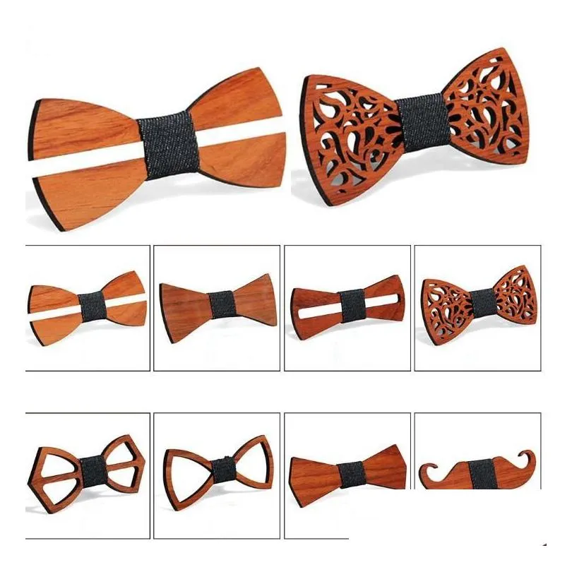 Męski garnitur Business Bowd Ręcznie robione drewno British Korean Bowtie Eleganckie regulowane prezenty kreatywne Drop dostawa dhfw5