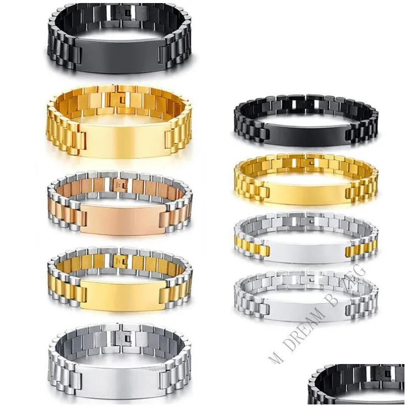 Bracelet de montre 5 couleurs pour hommes, Design spécial, bijoux classiques en acier inoxydable, livraison directe Dhfw9