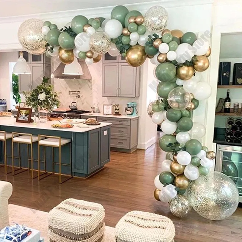 Inne imprezy imprezowe Zestaw DIY Bean Green and White Balloon Garland Arch Zestaw na Baby Shower Bridal Bridal Birthday Dekoracja świąteczna 230919