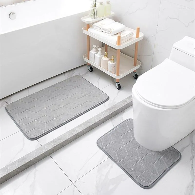 Tappetini da bagno 2 pezzi Set tappetino da bagno per WC 50x80 cm Antiscivolo 50x40 cm Tappeto piedistallo a forma di U Tappeto assorbente