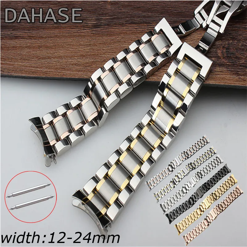 Watch Bands Watch Band 12 14 15 16 17 18 19 20 21mm 22mm 23mm 24mm Stainless Steel Watch Strap Curved End Butterfly Buckle Strap Bracelet 230918