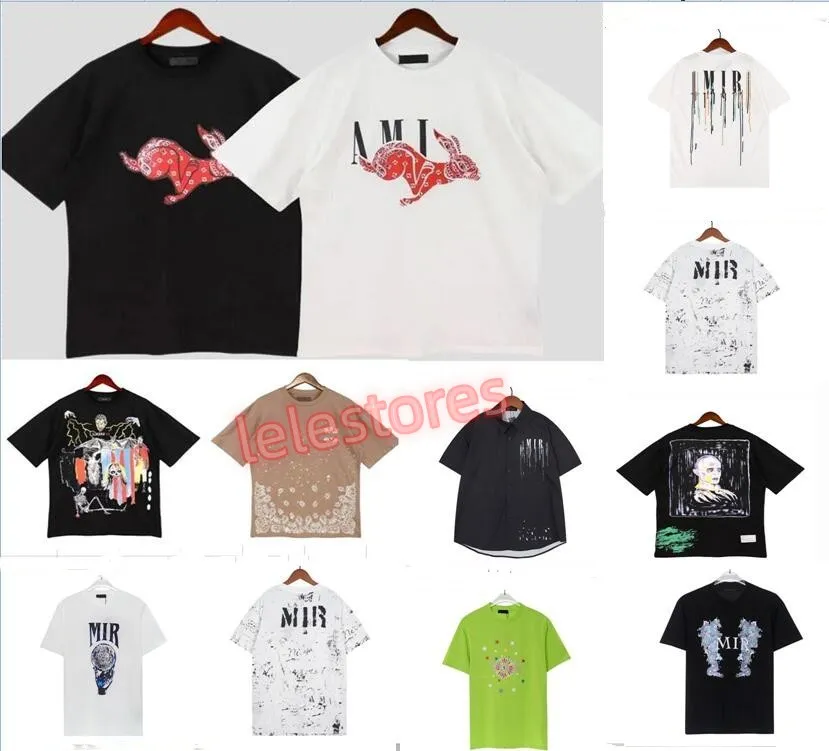 2023 A Miri Men Tshirt Limited Edition Couples Tees Street Wear Fashion Brand Shirt Shirt Splash-blink Letter Tryck A MIRI TEES KORT SLEEVE Casual Loose Men Tops Crewneck