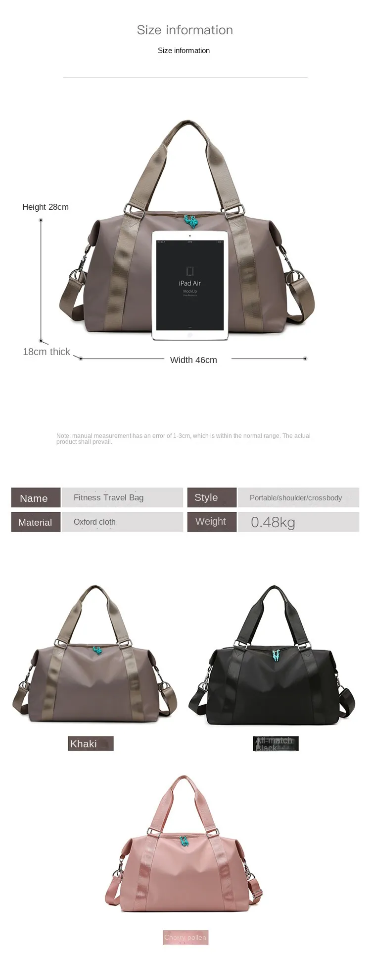 Outdoor Waterproof Nylon Sports Gym Bag with Hasp Closure for Men and ...