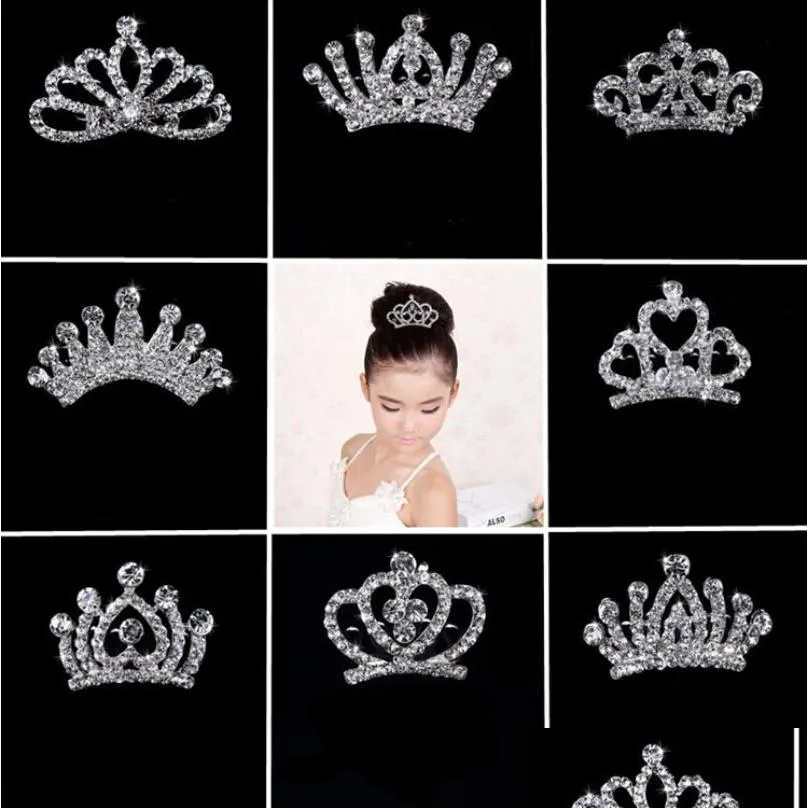 Nova versão coreana das crianças pequena coroa grampo de cabelo acessórios dos desenhos animados moda menina cristal headdress entrega gota dha5k