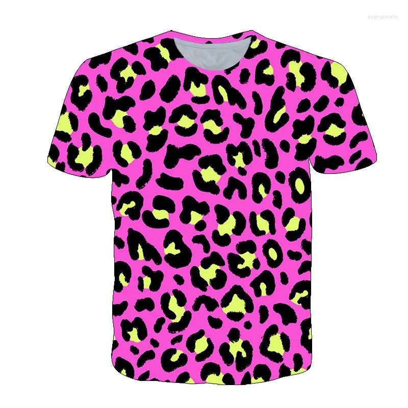 Men's T Shirts 2023 Summer 3D Printing Leopard Print O-Neck Short-Sleeved Sports Casual T-Shirt