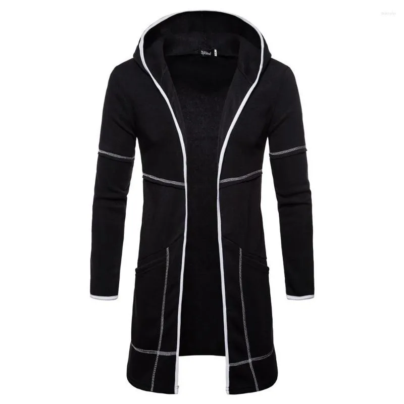 Fashionable Solid Black and White Jacket with Long Cardigan for Men