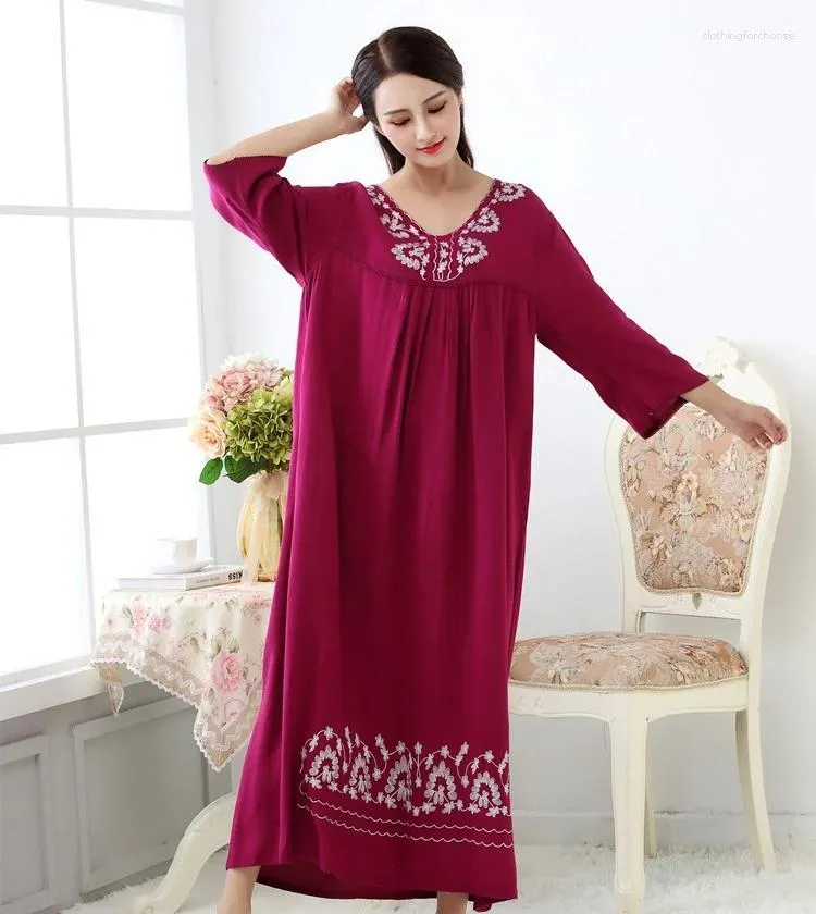 Mulheres Sleepwear Fdfklak M-XXL Plus Size Mulheres Lingerie Algodão Sono Vestido Sexy Long Nighties para Camisola Primavera Outono