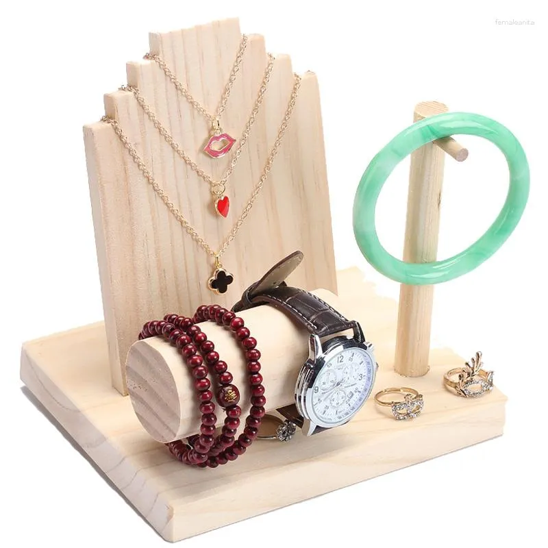 Sacchetti per gioielli Espositore in legno Decorazioni per la casa Organizer Vetrina per scaffali con barra a T per collane da banco, bracciali, orecchini