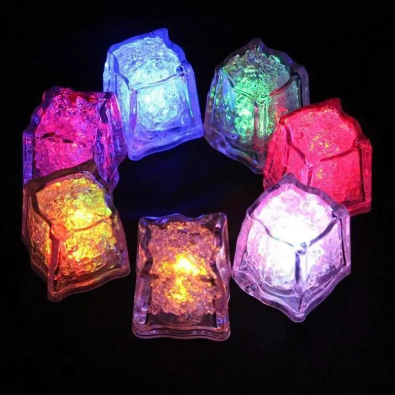 Color changing LED Glow Light Ice Cubes Party Favor DIY Yellow White Glowing light For Decoration LL