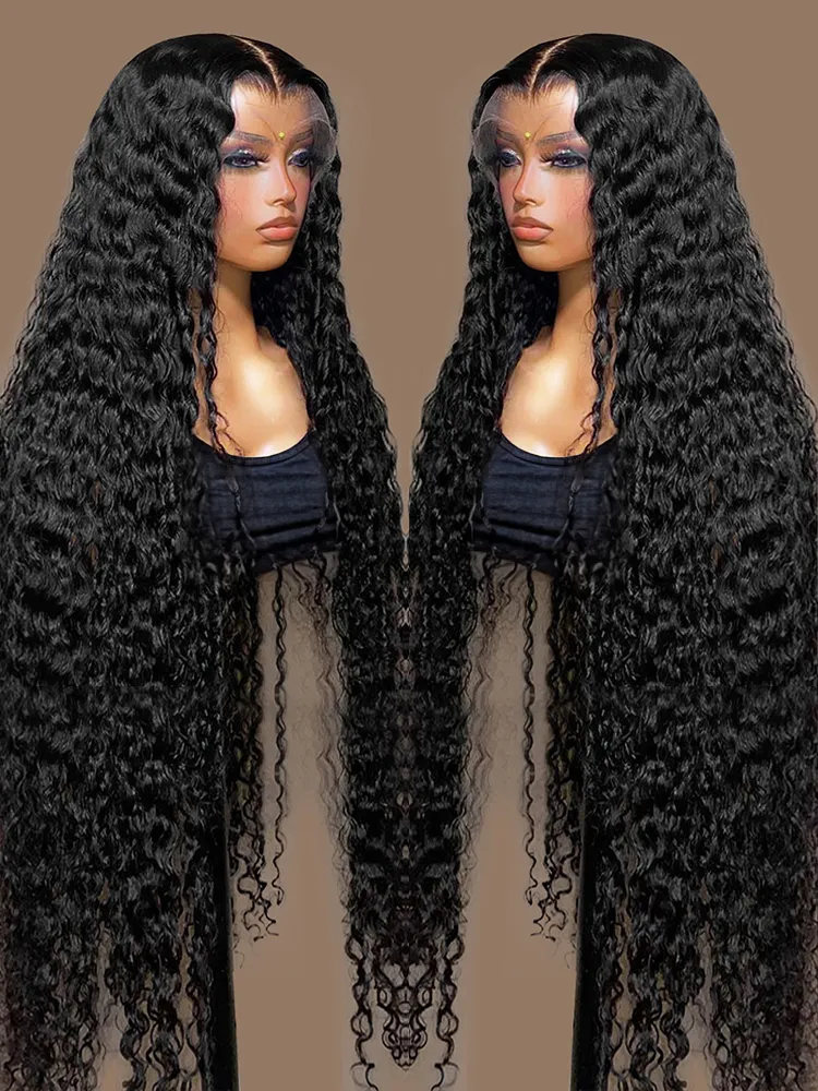 180 ٪ شفافة 13x4 HD Water Wave Lace Pront Forms للنساء شعر الشعر الباروكي البشري المجعد