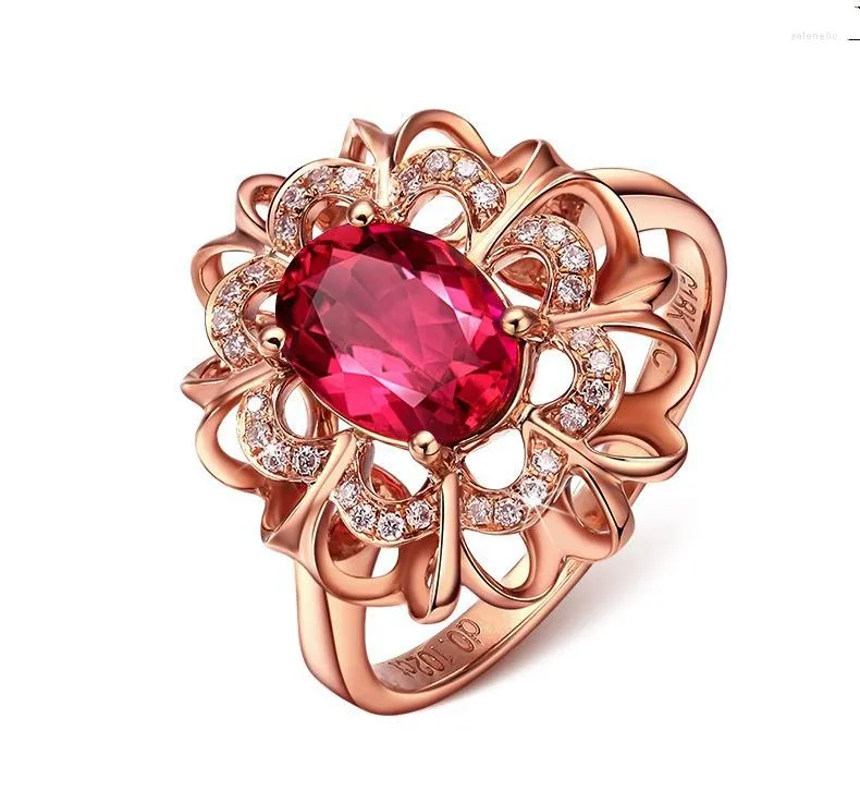 Anillos de racimo Europeo y americano hecho a mano de las mujeres 18k oro rosa con incrustaciones de color joya anillo joyería al por mayor