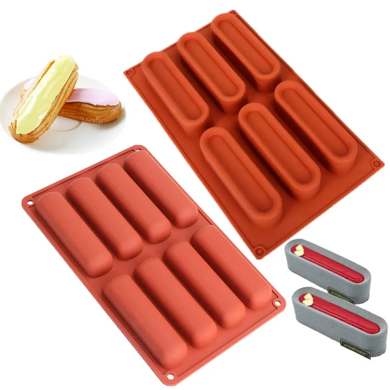 Bakningsformar Lång strip silikonmousse Cake Molds Chocolate Soap Mold Twinkie Pan Eclair Mold 230919