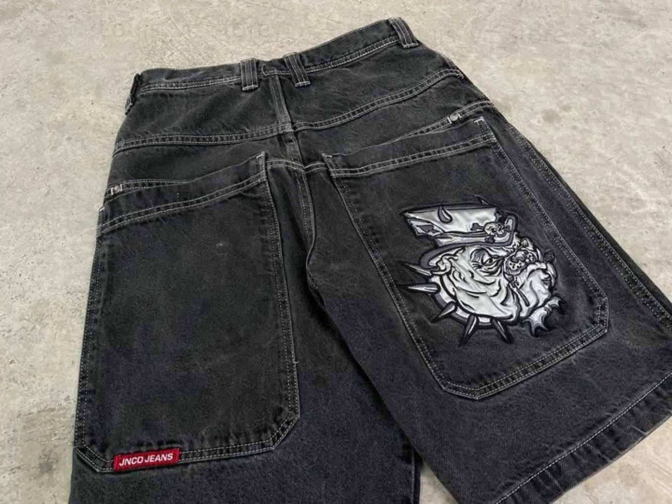 Herrshorts JNCO Shorts Y2K Hip Hop Graphic Print Baggy Denim Gym Shorts Men's Women's 2023 Summer New Harajuku Gothic Men Basketball Shorts T230919