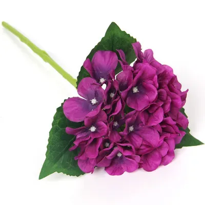 Pièces d'hortensia simulées, branche unique, fleur en soie, mariée de mariage, tenant une fleur, arrangement floral, haut d'hortensia