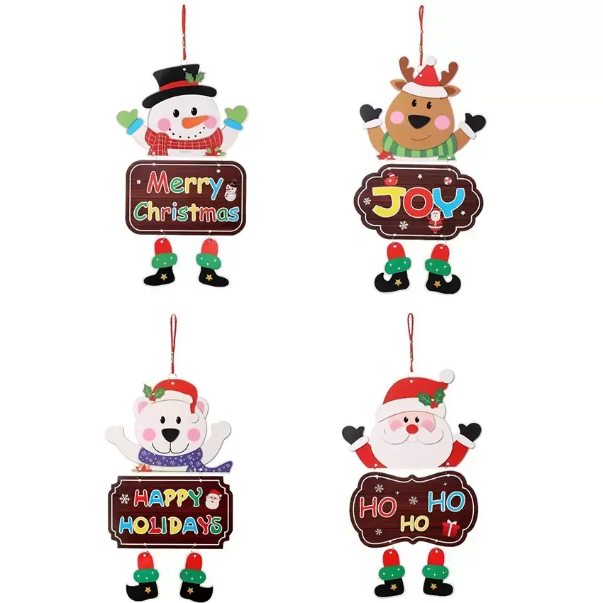 종이 크리스마스 장식품 보드 도어 윈도우 매달려 펜던트 환영 메리-크리스마스 보드 Xmas Decortaions 산타 클로스 눈사람 s