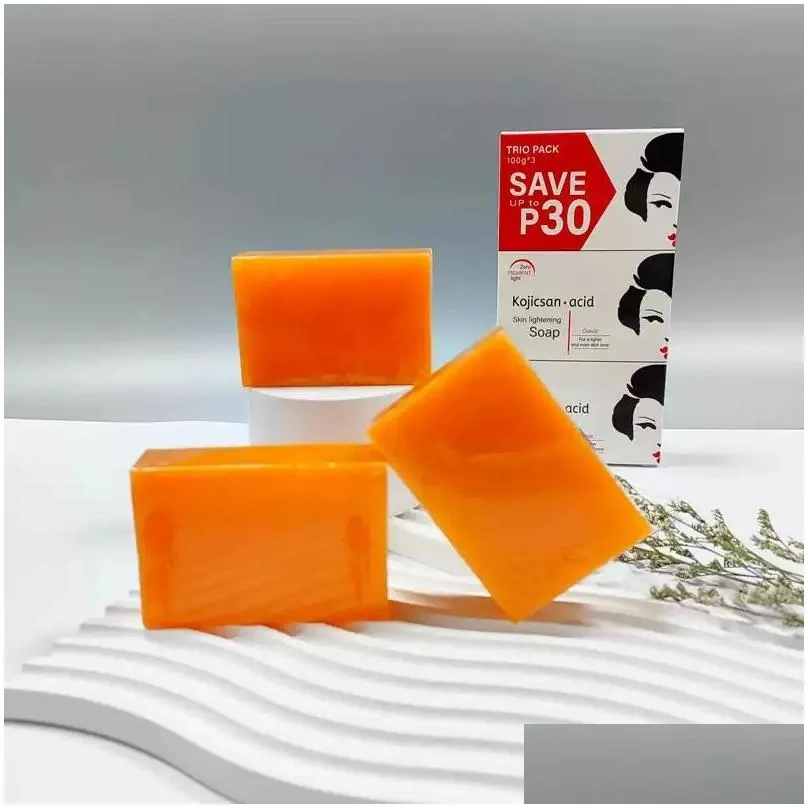 Handgjorda tvål 3x100g Kojie San Skin Whitening Lightening Bleaching Kojic Acid Glycerin Soaps Drop Leverans Health Beauty Bath Body DHZ4T