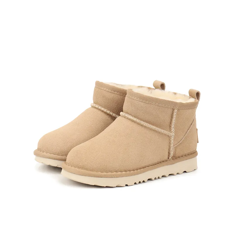 Classique Femmes Botte De Neige Australie Ultra Mini Hiver Designer Botte Châtaigne Moutarde Graine Bottines Mules Plates Bottes De Fourrure En Cuir Véritable